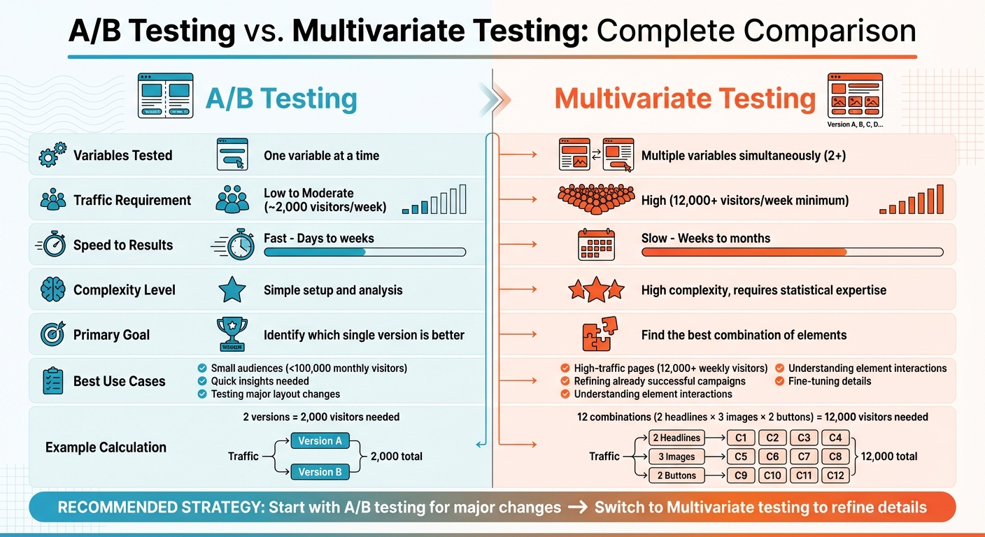 A/B Testing vs Multivariate Testing: Complete Comparison Guide