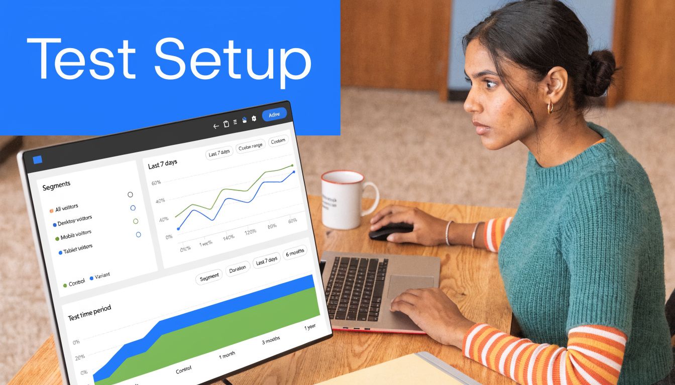 A woman working on a laptop at a desk, reviewing data analytics on her computer screen.
