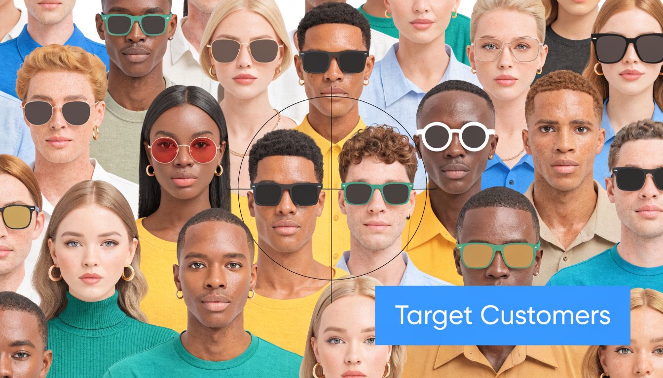 A diverse group of people wearing various styles of sunglasses against a clean white background.