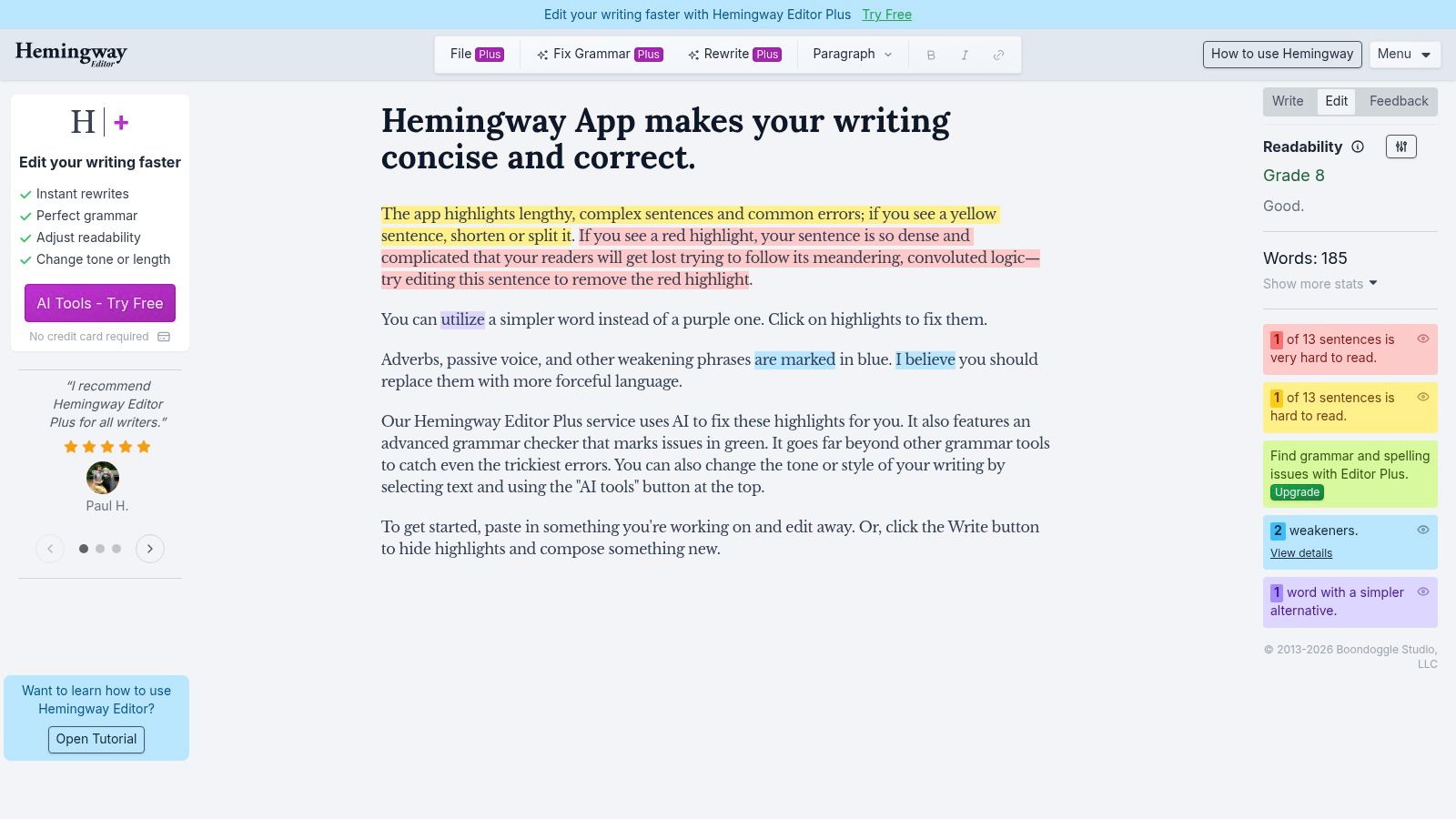 Hemingway Editor